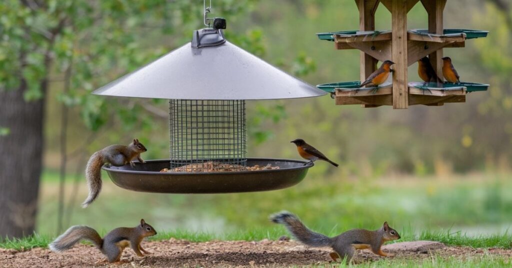 Squirrel Baffle for hanging bird feeder 