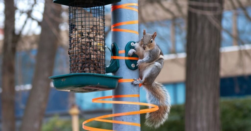 What can I put around my bird feeder to deter squirrels 