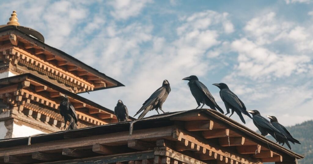 What is the significance of the raven birds in Bhutan 