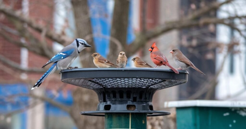 Where to place a squirrel baffle birds on a pole 