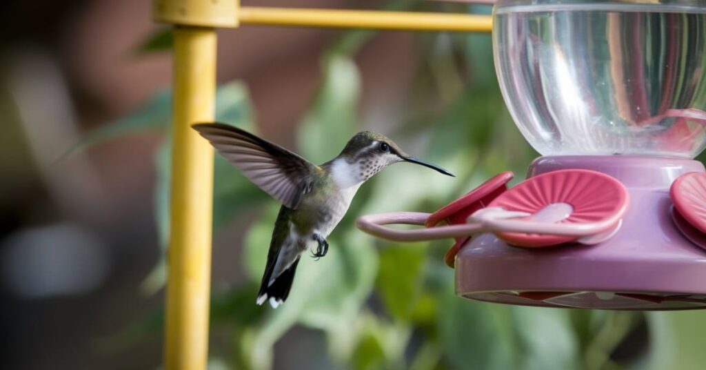 Why would a hummingbird hang upside down on a feeder with bee guards 