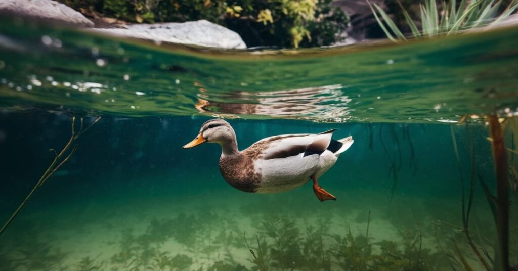 How long can a duck stay underwater 